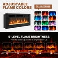 thumbnail image 6 of Sonegra Fireplace TV Stand with 36" Electric Fireplace, Mid Century Modern Entertainment Center with Led Lights for 80" TVs , Wood Media Console with Slatted Sliding Doors for Living Room, Brown, 6 of 8