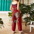 thumbnail image 4 of Spring Summer Plus Size Boho Overalls for Women Hippie Cloth Floral Printed Jumpsuits Spaghetti Strap Rompers, 4 of 6