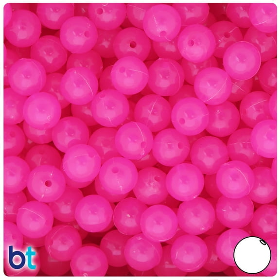 BeadTin Pink Glow 10mm Round Plastic Beads (150pcs)