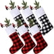 thumbnail image 1 of Skylety - Juego de 6 medias navideñas a cuadros de búfalo, decoraciones clásicas, ligas navideñas con puños de felpa para el hogar, decoraciones navideñas para fiestas (rojo, negro y blanco y negro) Ormromra WMZL-2229-3, 1 of 7