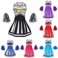 thumbnail image 2 of FASHOFT Toddler Kids Girls Cheerleading Uniform Performance Two Piece Set For Kids School And Competition Wear Girls Outfits Black 7-8 Years, 2 of 5