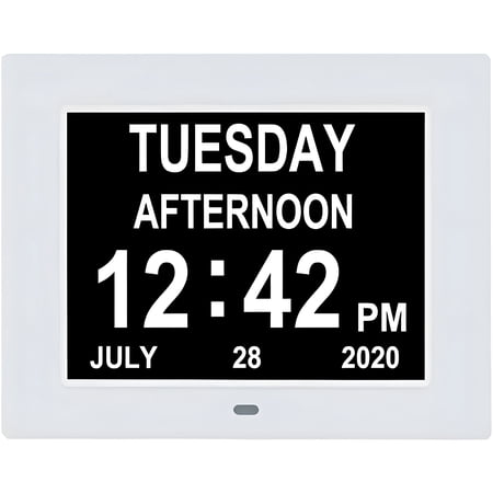 DESIGNICE 2026 New Extra Large Digital Calendar Clock Date Time and Day Clock for Visually Impaired Elderly 8 Alarm Options Clock with Day and Date for Elderly for Bedroom, Living Room, Office,White