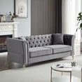 thumbnail image 2 of Atumon 82"L Sofa Couch, 3-Seat Couches and Sofas, Modern Velvet Upholstered Sofa with 2 Pillows and Metal Legs, Heavy Duty Couch Furniture for Home Living Room, 81.8"L x 31.8"W x 29.5"H, Gray, 2 of 10