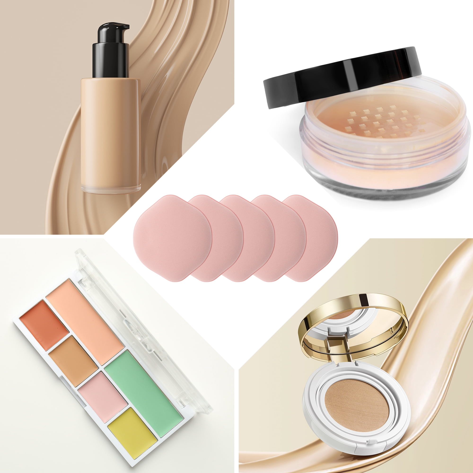 Unique Bargains 5 Pcs Gourd Shape Face Makeup Sponge for Travel Pink