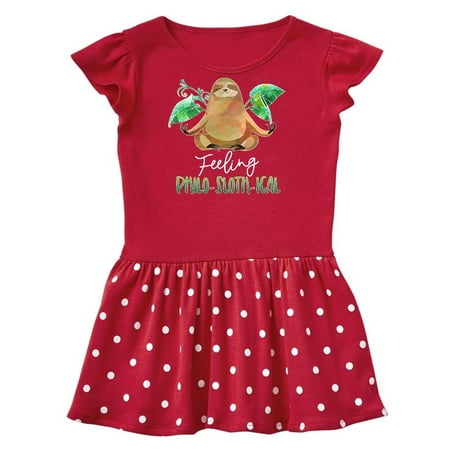 

Inktastic Feeling Philo-Sloth-ical Funny Sloth with Plants Gift Toddler Girl Dress