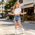 thumbnail image 2 of FhsagQ 2 Pack Girls Short Jeans Washed Distressed Denim Shorts with for Tween Girl Summer Daily Wear Size 9-10 Years, 2 of 8