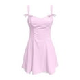 thumbnail image 3 of Women’s Summer Corset Mini Dress Fashion Sleeveless Backless Tiered Ruffle Dress Solid Color Bow Tie Strap Skater Tank Dress Swing Dresses Denim Dresses for Women Casual Casual Summer Clothes Lady, 3 of 4
