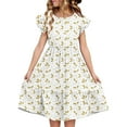 thumbnail image 1 of Robe d'Été pour Femme Wo-Fusoul, Robe Décontractée à Manches à Volants à Double Couche et Col Rond, Tissu Extensible Doux pour le Quotidien, 1 of 8