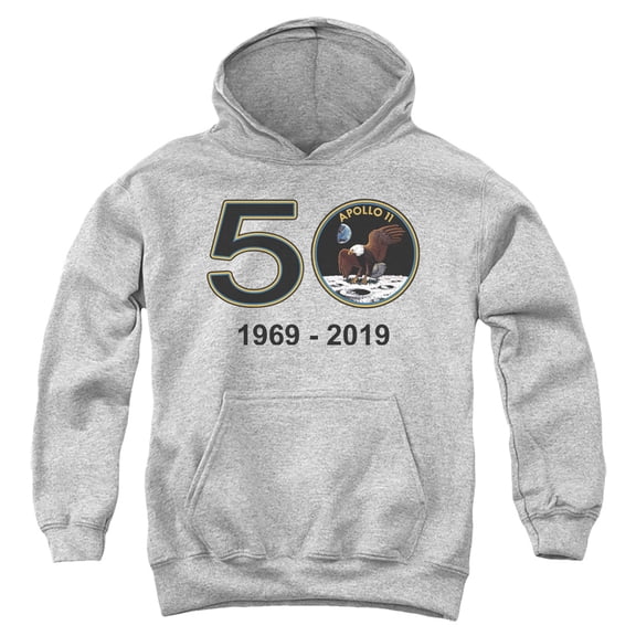 Nasa Apollo 11 50Th Youth Pullover Hoodie Sweatshirt Athletic Heather
