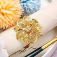 thumbnail image 1 of Paquete de 24 servilleteros de flores ahuecados, juego de servilleteros con diamantes de imitación florales de aleación, adorno exquisito para el hogar para Navidad (dorado), 1 of 5