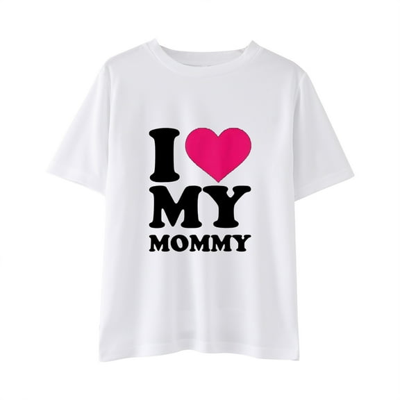 I Love My Mommy T-Shirt Family Matching Valentines Day Top Kids Cute Lover Funny Letter Print Valentine's Day Tee Tops