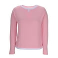 thumbnail image 5 of EchfiProm Womens Tops Pink Fall T-Shirts Long Sleeve Basic Colorblock Pullover Crew Neck for Ladies, 5 of 5