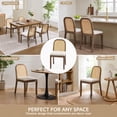 thumbnail image 5 of Mid Century Modern Rattan Dining Chairs Set of 2, Upholstered Dining Chairs with Woven Cane Back, Solid Wood Kitchen & Dining Room Side Chairs, Farmhouse Accent Chairs, Walnut Finish, Beige, 5 of 6