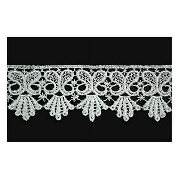 Altotux 1-7/8 inches White Ivory Venice Lace Trim Sewing Notions By 2 Yards (Ivory)