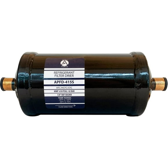 Appli Parts liquid line refrigerant ac filter dryer hvac refrigeration 415S 5/8 in ODF Sweat connection universal unidirectional 9-1/2 in long 3-3/4 in wide APFD-415S