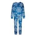 thumbnail image 4 of Elainilye Fashion Tracksuit Sets Womens 2 Piece Sweatsuit Casual Print Long Sleeve Round Neck Sweatshirt Top and Pants Set,Blue, 4 of 5