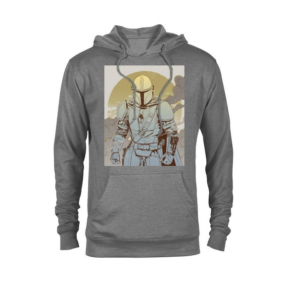 Star Wars The Mandalorian Line Art Poster - Pullover Hoodie for Adults - Customized-Graphite Heather