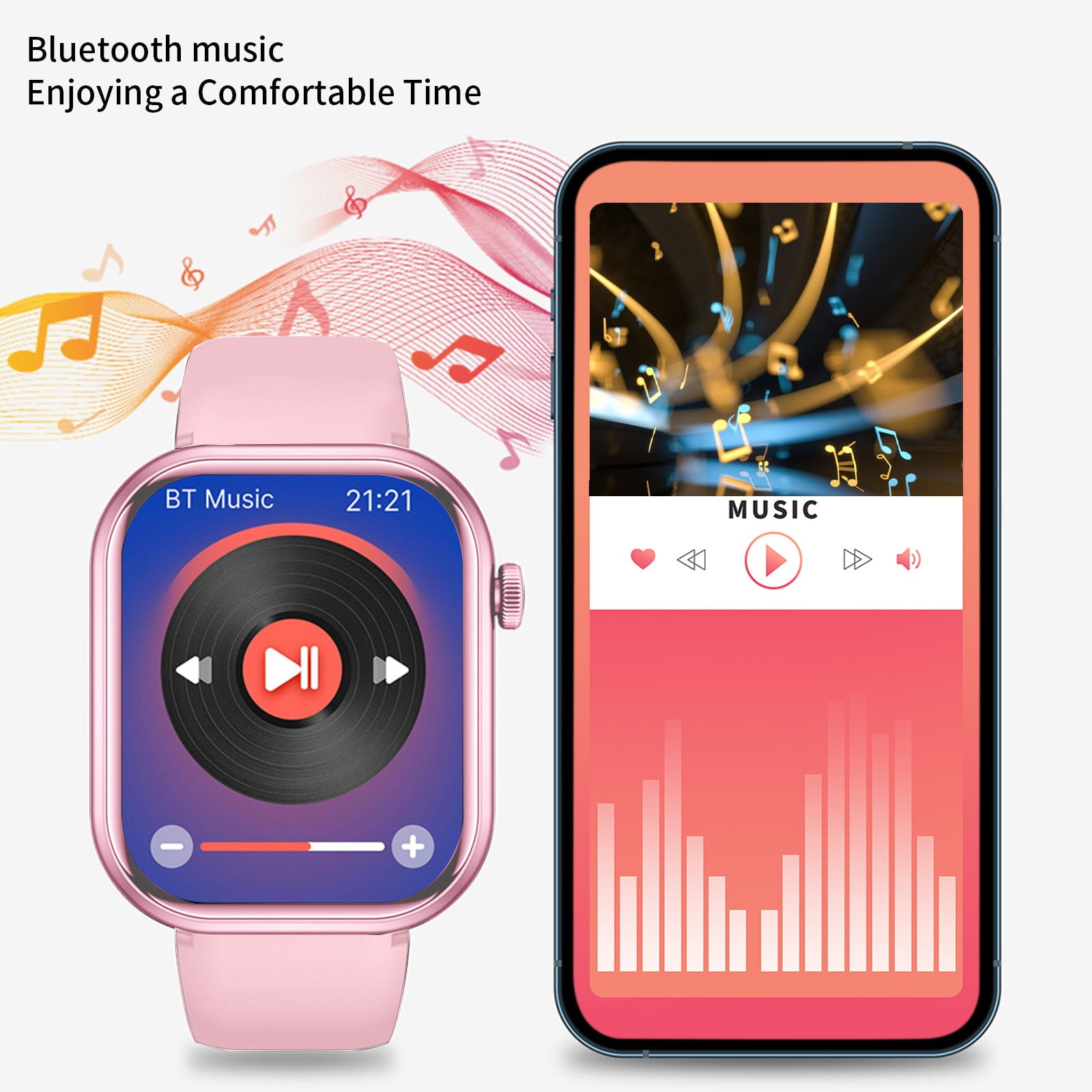 SPOORYYO Smartwatch with Call Reminder, HD Screen, Bluetooth Music, Long Battery Life, IP67 Waterproof, Multiple Dials, Sedentary & Sleep Monitoring - Compatible with Android & iOS