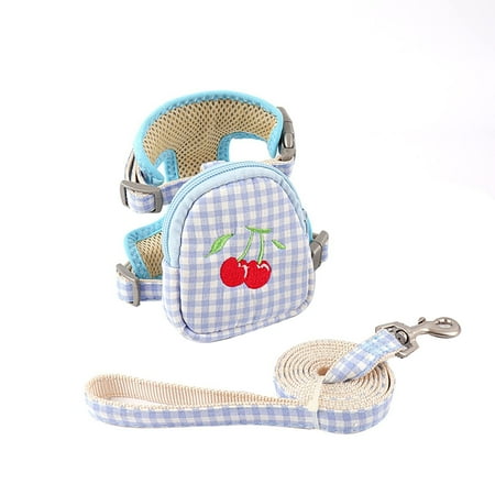 A Pet Backpack Harness with Leash for Cat Small Dog Self Mini Carrier Back Pack Pocket Saddle Bags Puppy Bag with Training Lead Leash for Doggie Outdoor Travel Hiking Walking
