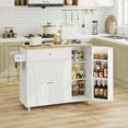 thumbnail image 6 of Homfa Kitchen Island with Storage, 27.6" W Wood Kitchen Island Cart with Drop Leaf, White Rolling Cart with Lockable Wheels, 6 of 7
