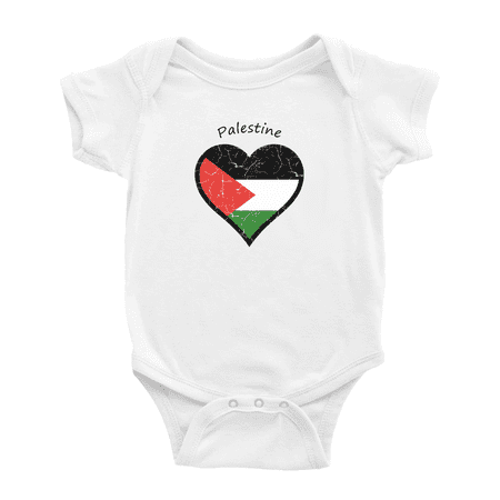 

Palestine Flag Heart Love Cute Baby Clothing Bodysuits Boy Girl Clothes