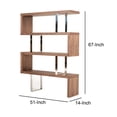 thumbnail image 5 of Zig Zag Wooden Frame Shelf Unit with Metal Braces Support, Brown and Silver- Saltoro Sherpi, 5 of 5