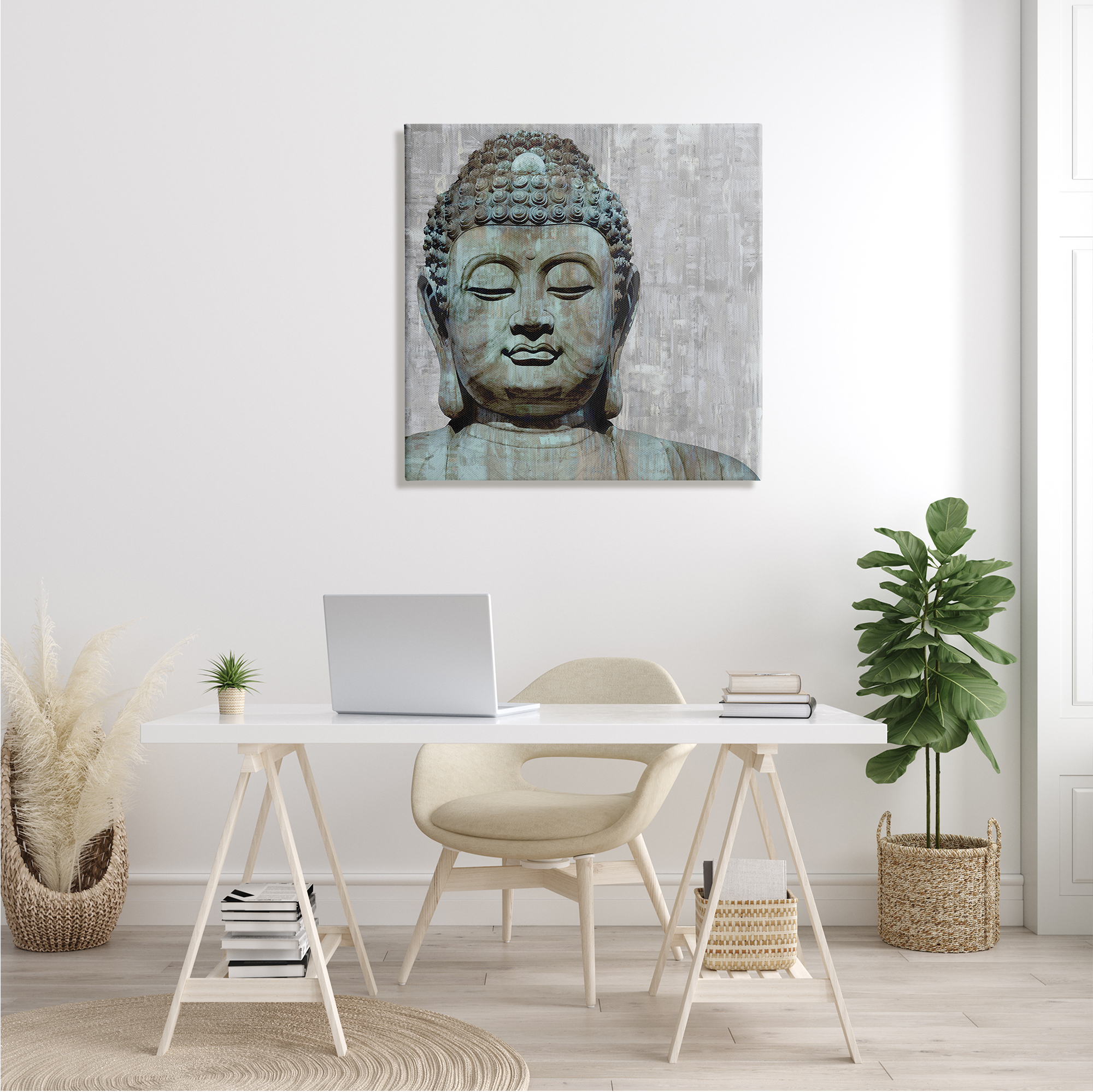 Stupell Industries Buddha Meditating Figure Closed Eyes Concentration, 30 x 30,Design by Tom Bray