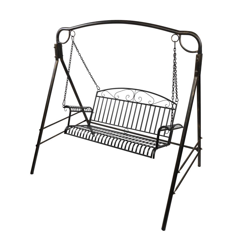 Bent Armrest Double Swing Chair Couple Bench Leisure Garden Park Patio
