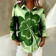 thumbnail image 4 of St Patricks Day Shirt Women Long Sleeve Button Down Loose Green Casual Summer Tops, 4 of 7