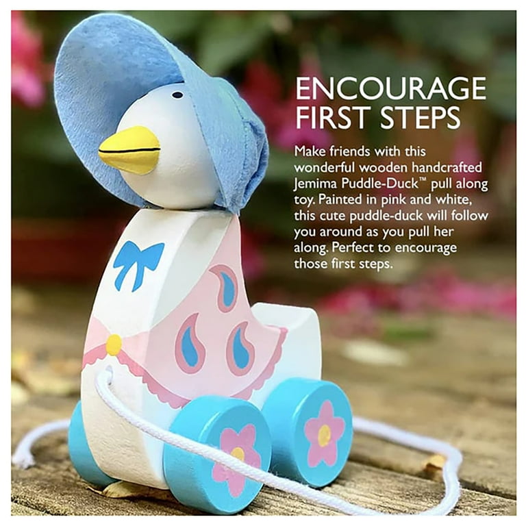 Peter Rabbit Pull Along Jemima Puddle Duck Wooden Toy Wheeled Character Encourage First Steps FSC Certified Licensed Toddler Kids Ages 1 Walmart