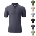 thumbnail image 1 of Chemise à Fermeture Éclair pour Homme à Col Montant, Séchage Rapide, Haut de Sport, Manches Courtes, Ajustée, Performance, Mélange de Polyester Évacuant l'Humidité pour Usage Quotidien Décontracté, Golf, Entraînement au Gym, Mode Urbaine, Idéale, 1 of 6