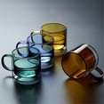 thumbnail image 4 of Tazas de vidrio de doble pared de colores, tazas de té o café de vidrio borosilicato con asa, 250 ml, 4 of 7
