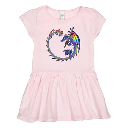 

Inktastic Rainbow Dragon with Sword Gift Toddler Girl Dress
