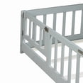 thumbnail image 6 of Mirightone Twin Size Floor Bed , Wood Montessori Floor Beds with Fence Railings, Door & Slats Support, Twin Playhouse Bed Frame, (Grey), 6 of 7