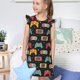 thumbnail image 4 of Balery Retro Video Game Camisón de princesa para niñas, pijama de algodón con mangas abullonadas, suave y bonito.-XX-Large, 4 of 6