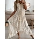 thumbnail image 2 of Vestido de verano para mujer, escote en V, encaje floral, borlas, tirantes, 2 of 5