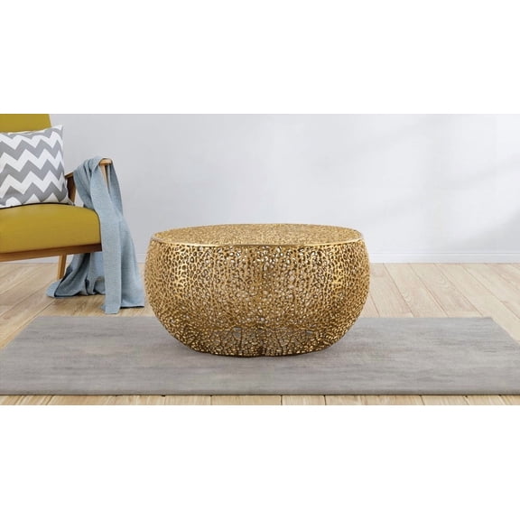 Round Aluminum Coffee Table in Gold for Modern Interiors