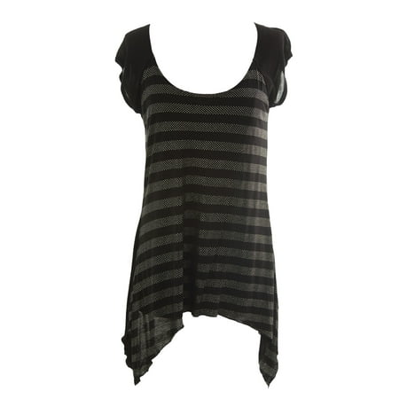 - August Silk Women's Petite Black Rivet Detail A-Symmetric Tunic