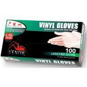 Medline VEN4135 Venom Vinyl Gloves, L/X-Large, Clear, Powder-Free, 100/Box