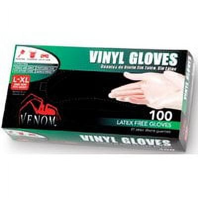 Medline VEN4135 Venom Vinyl Gloves, L/X-Large, Clear, Powder-Free, 100/Box
