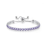 PJ JEWELRY Paris Jewelry Unisex 18k White Gold 6Ct Created Tanzanite Round Adjustable Tennis Bracelet Plated