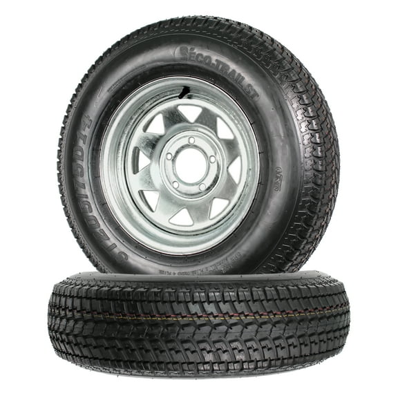 eCustomrim 2-Pk Trailer Tire Rim ST205/75D14 2057514 F78-14 Load C 5 Lug Wheel Galvanized