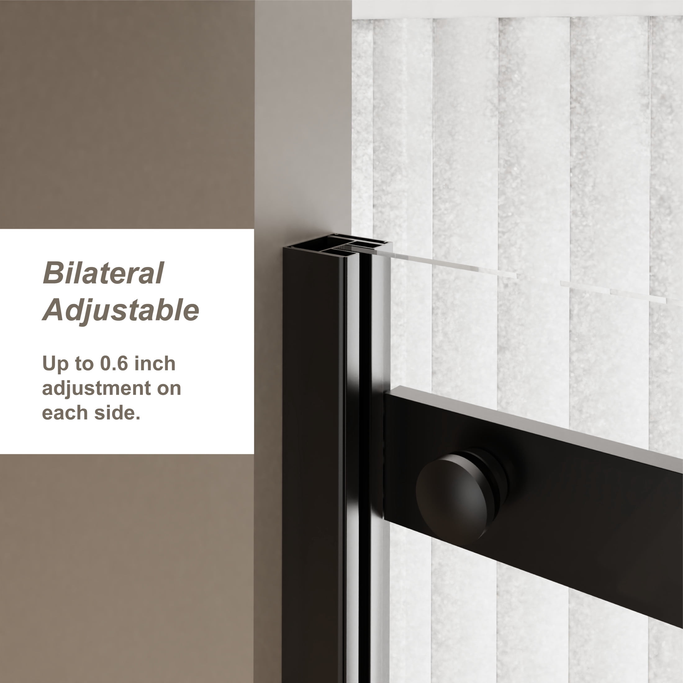 Noble House 60" x 72" Frameless Single Sliding Shower Door, Tempered Glass with Roller Rail and Steel Handle, Matt Black
