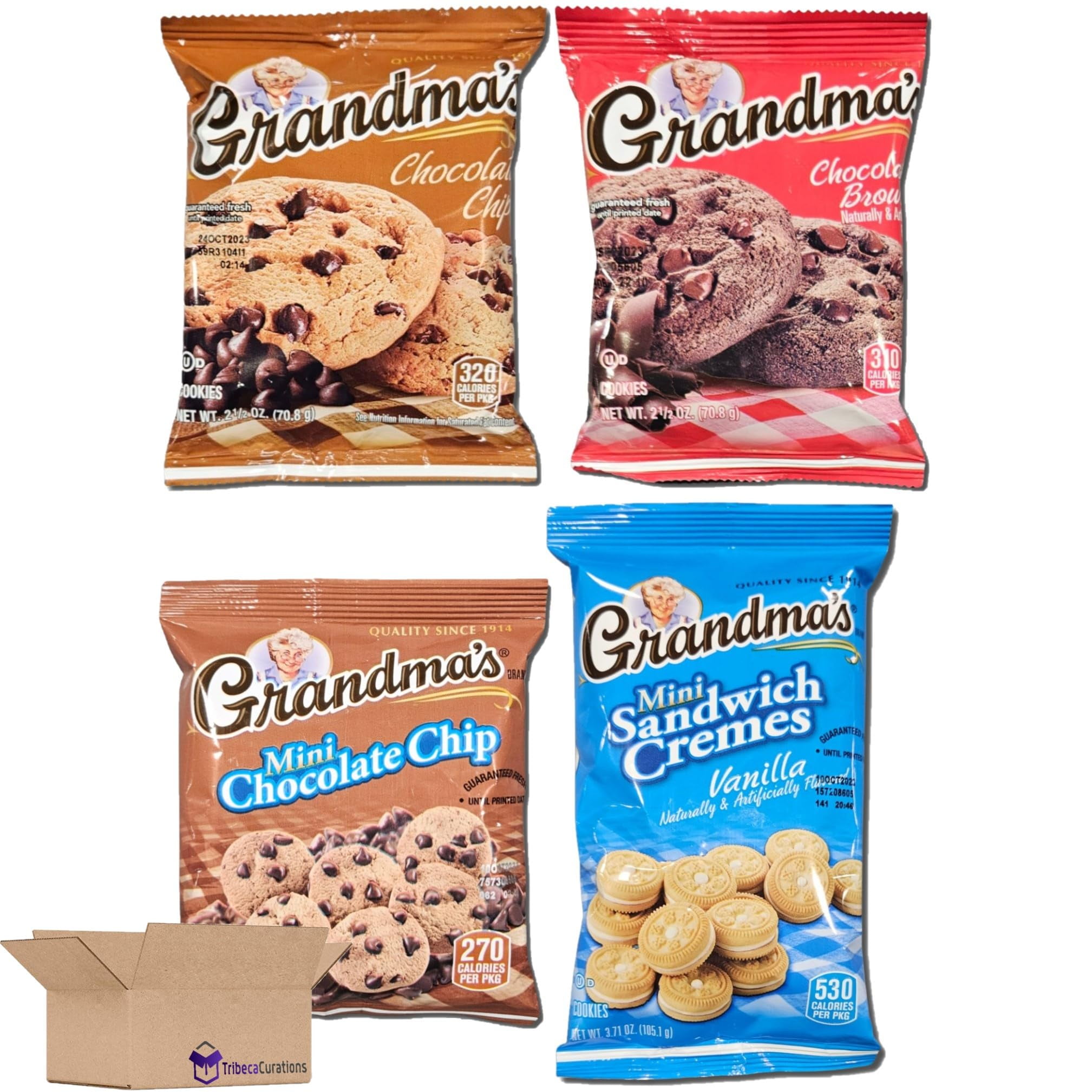 Grandma Chocolate & Vanilla Snack Variety Pack - Pack of 24 Chocolate Chip, Brownie Chip and Mini Chocolate & Vanilla Sandwich Creams
