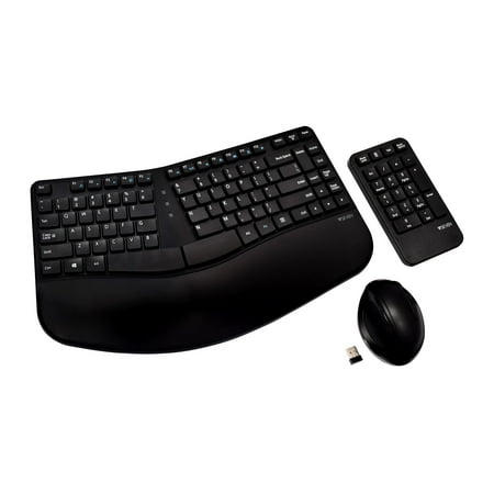 V7 Ergonomic Keyboard, Mouse, and Keypad Combo, Black