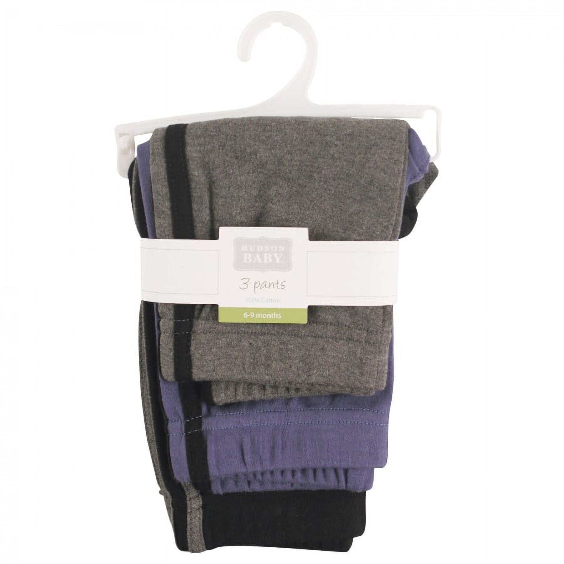 Hudson Baby Infant and Toddler Boy Cotton Pants 3pk, Black Blue, 18-24 Months