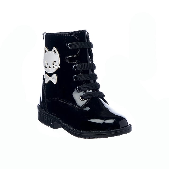 Botas para niñas con parche de gatito casuales negras charol 031A2M negro 13 INCÃGNITA 031A2M