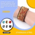 thumbnail image 3 of Sonducket Pulseras anchas de cuero estilo Punk para mujer, brazalete de grava de cristal Natural Ropa, zapatos y accesorios Miscelánea Negro, 3 of 6