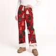 thumbnail image 5 of WTOBBY Women's Merry Christmas Print Pajama Bottoms, Soft Fleece-Lined Sleep Pants with Festive Snowflake and Tree Designs, Casual Home Wear for Winter,Wine XL, 5 of 5