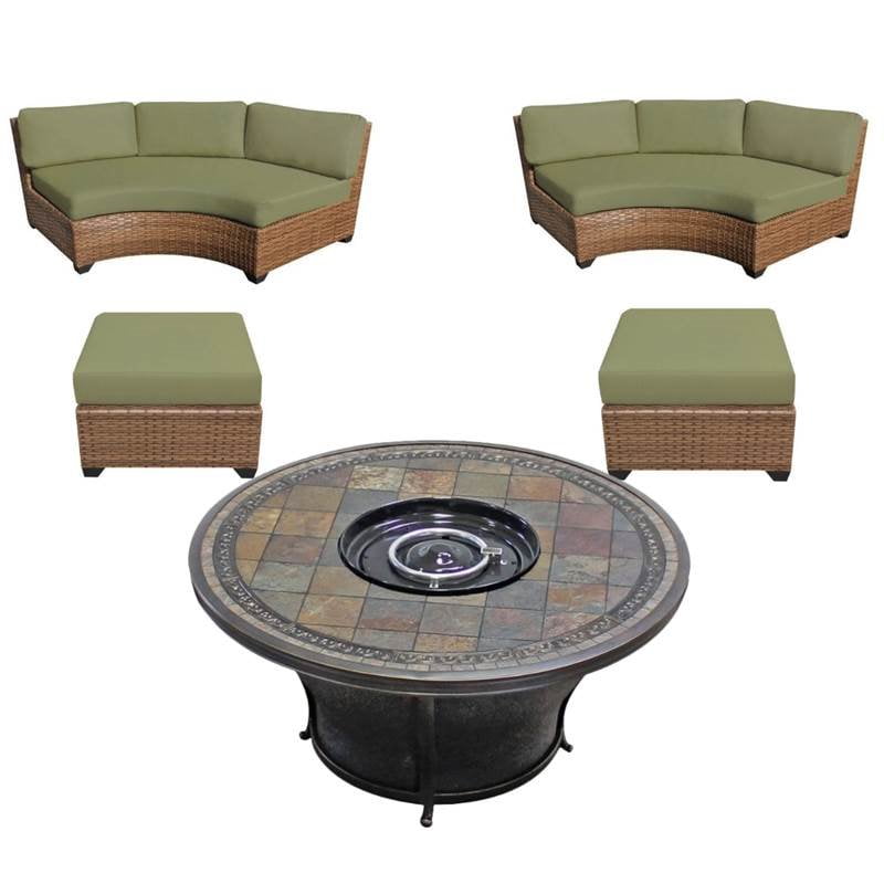5 Piece Patio Furniture Set with 48" Round Fire Pit Table ...